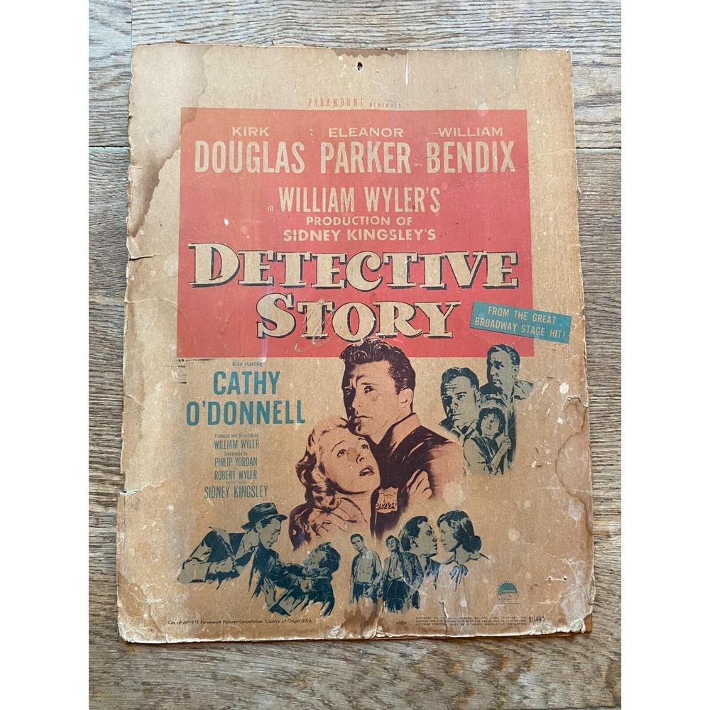 Detective Story 1951 Paramount Pictures 14x18 Movie Poster Douglas Parker Bendix
